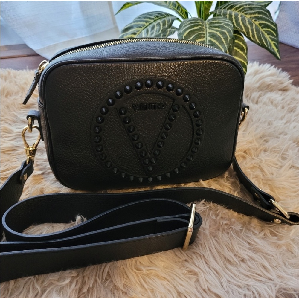Valentino Black Crossbody Bag with Perforated Design